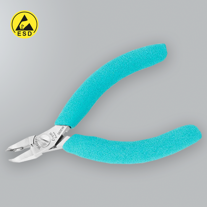 Erem 582EW - Angled Narrow Head Tip Cutter - Flush inc safety device for wire scraps ESD (E-582EW) Erem 582EW - Angled Narrow Head Tip Cutter - Flush inc safety device for wire scraps ESD (E-582EW)